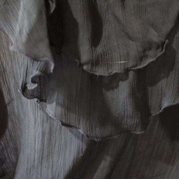 Miley Cyrus Max Azria Black Sheer Ruffle Top Fluttery Romantic Y2K Goth LG - Picture 4 of 9